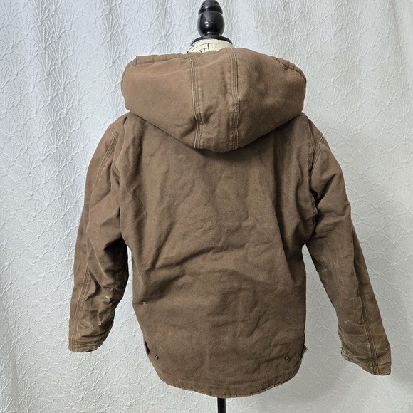 Berne Canva Heavy Duty Coat Sz L Youth Brown Bleached Workwear Utility thrashed - Picture 8 of 12